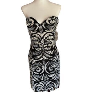 Scala Black & White Hand Beaded Cocktail Dress I NWT I Stunning I Size 4